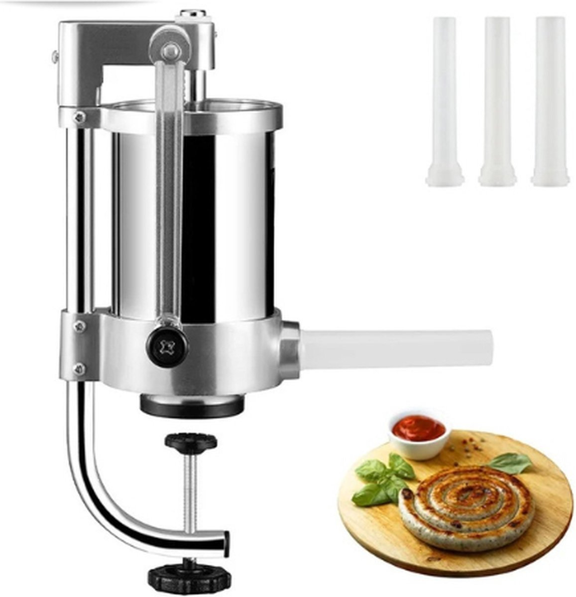 WNHB® Vleesmolen met worstenvuller - handmatige worstmaker 3 liter - worstenvulmachine met handslinger