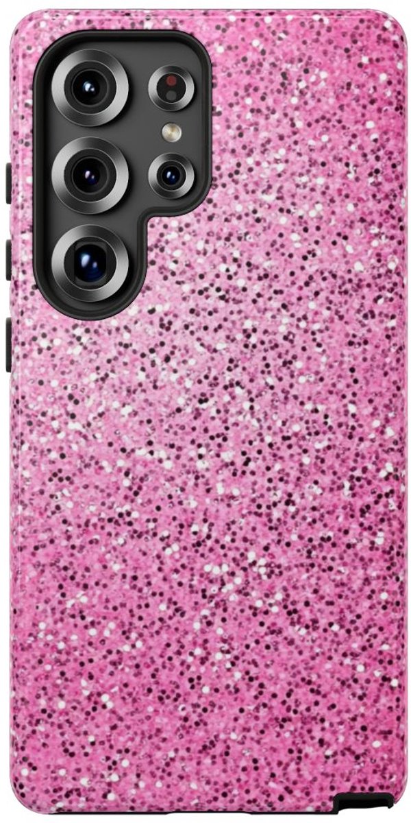 Roze Glitter Sprankelstructuur – Telefoonhoesje Geschikt voor Samsung Galaxy S25 Ultra