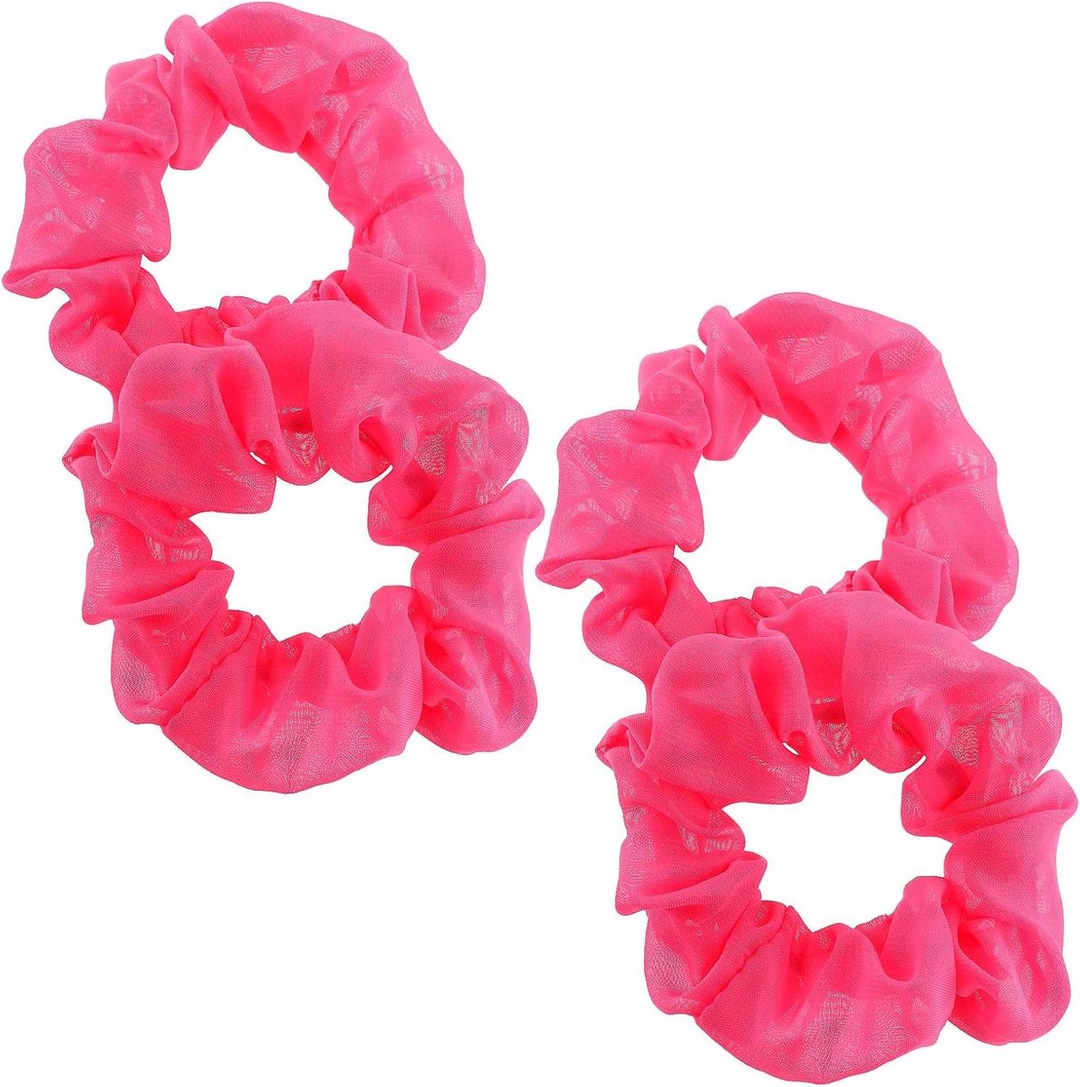 4 stuks neon roze scrunchie haarbanden - 80s elastieken bulk - grote effen haaraccessoires .