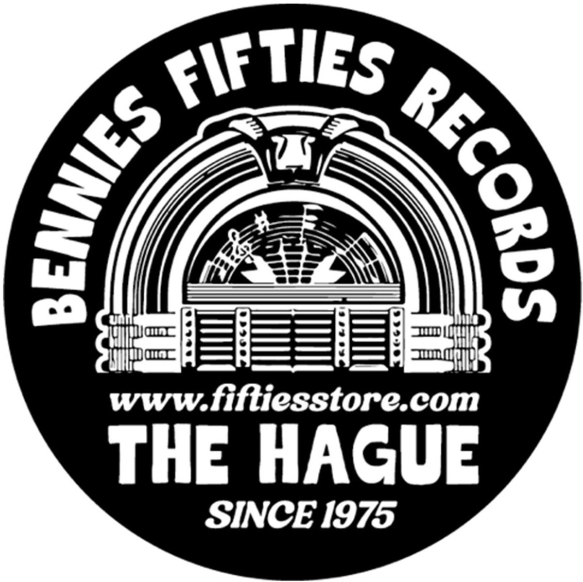 Bennies Fifties Records Sticker Zwart