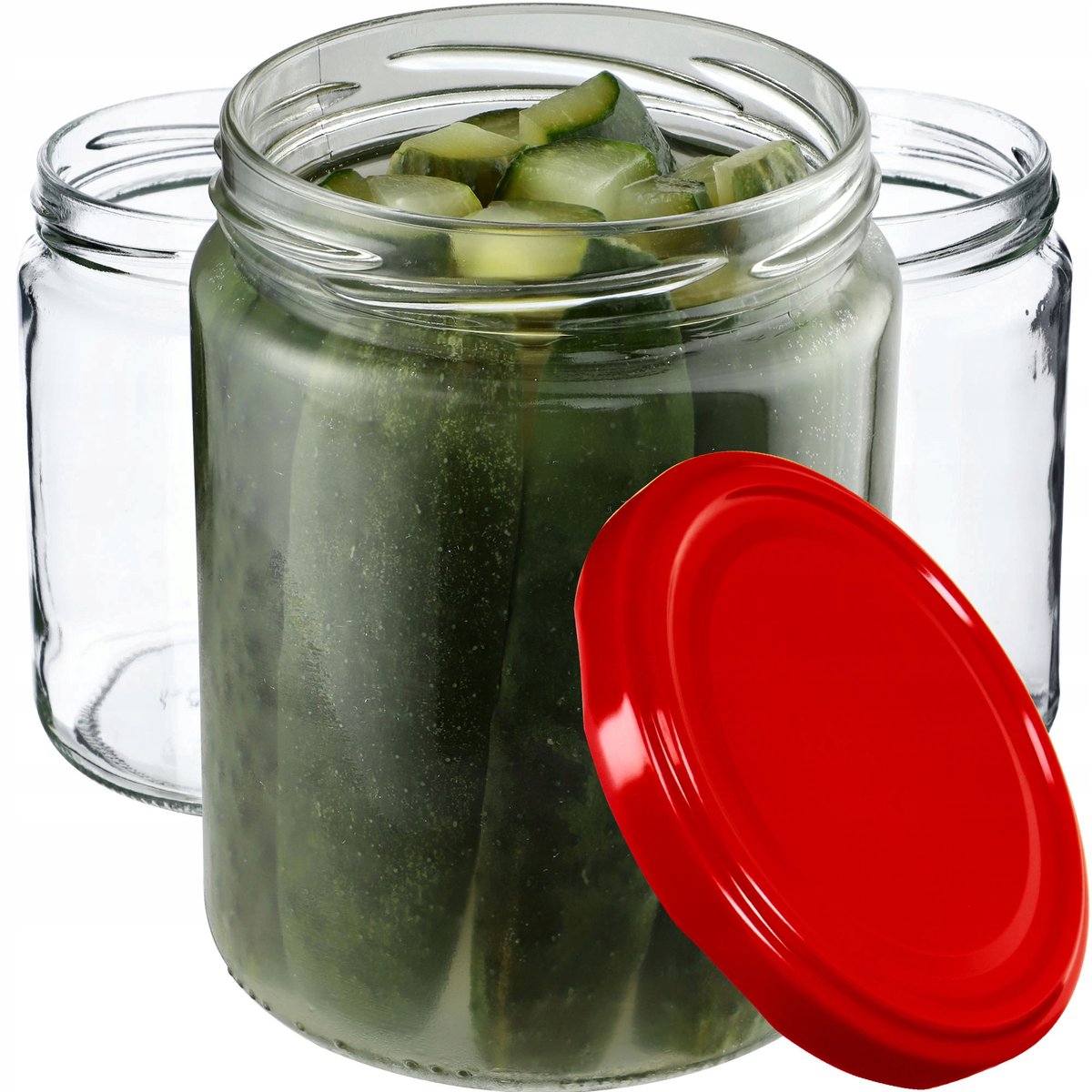 KADAX Weckpotten, 540 ml, inmaakpotten voor schroefdeksel, jampot, voorraadpot, conservenglas, ronde glazen (rood, 8 stuks)