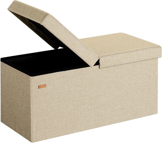 Casaria Zitbank met Opbergruimte - 80x40x40cm 100L Kunstleer – Beige