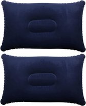 Opblaasbaar kussen voor reizen of kamperen - Opblaaskussen – Blauwe 2-pack