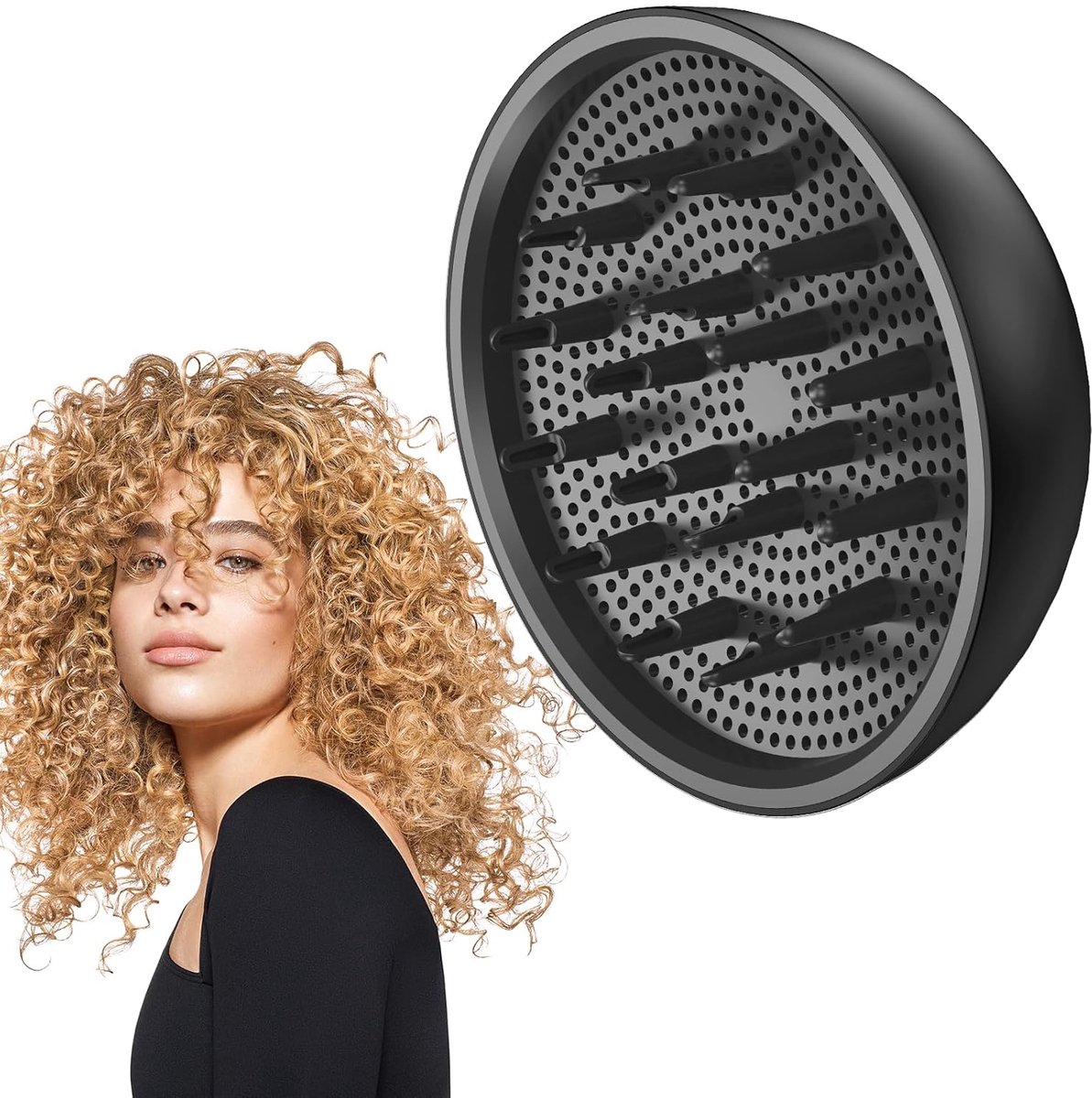 Föhnkam-opzetstuk, zwarte föhnkam-opzetstuk, geconcentreerd mondstuk 1,57-1,97 inch, professioneel haarstylingsalonhulpmiddel voor het stijlen en ontwarren van fijn, zacht, krullend, natuurlijk haar.