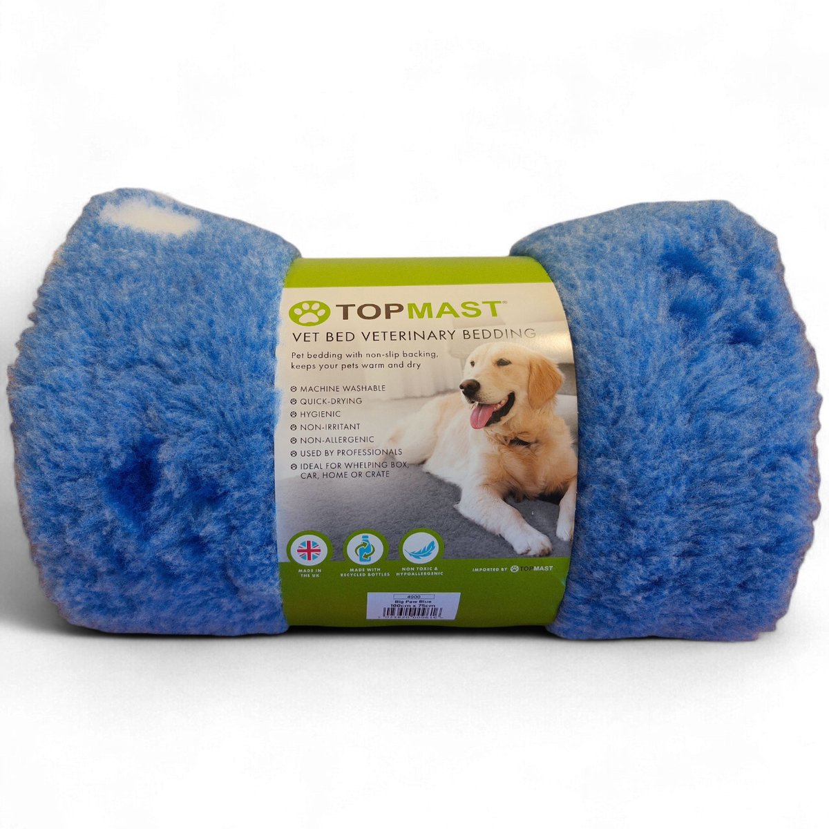 Topmast Vetbed – Antislip Hondenmat – Big Paw Blue – 100 × 75 cm
