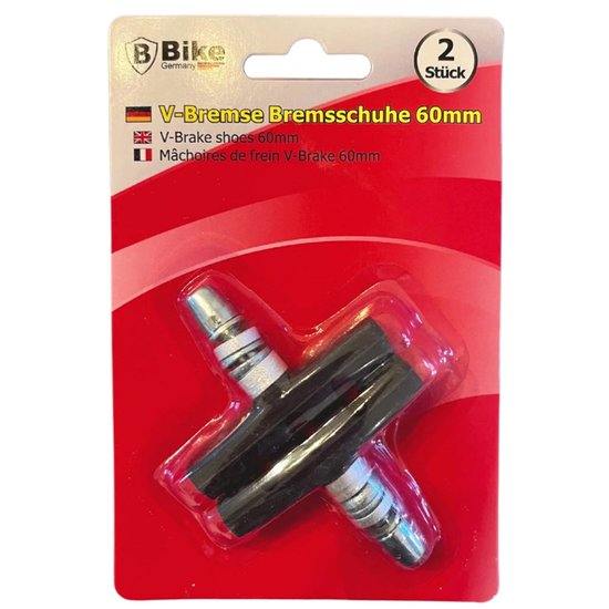 Universele Remblokjes - V-brake Remschoen - 60 mm - Rubber - Set 2 Stuks - Fietsen Rubberen Remblok - Remschoenen - Remschoentjes - Remblokkenset - Verstelbaar - V brake - Remblok (R1)