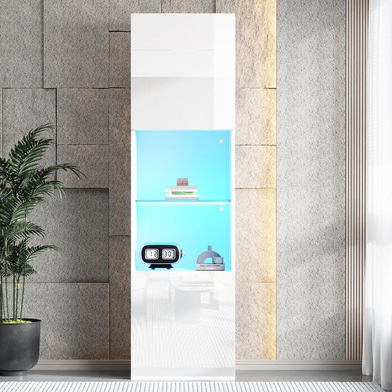 Crlnaup 70 x 30 x 200 cm vitrine, vitrinekasten met laden en kasten