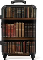 NoBoringSuitcases.com® - Koffer groot - Rolkoffer lichtgewicht - Boekenkast vol klassiek ogende werken - Reiskoffer met 4 wielen - Grote reis trolley XL - Luggage suitcase - Hardcase reistrolley medium - 20 kg bagage