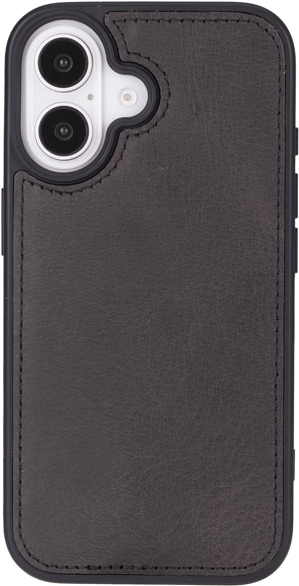 Lykke iPhone 16 Back Cover Hoesje| MagSafe Hoesje| Echt Leer| Zwart