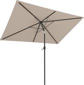 LifeGoods Parasol - Tuin - 270x180cm - 30° Kantelbaar - Waterdicht - met Hoes - Taupe