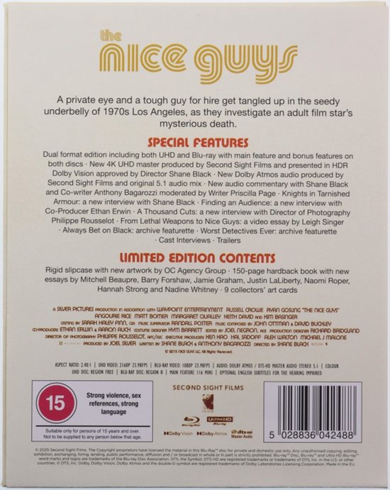Achterkant van de Blu-ray hoes met filminformatie, special features en leeftijdsclassificatie.