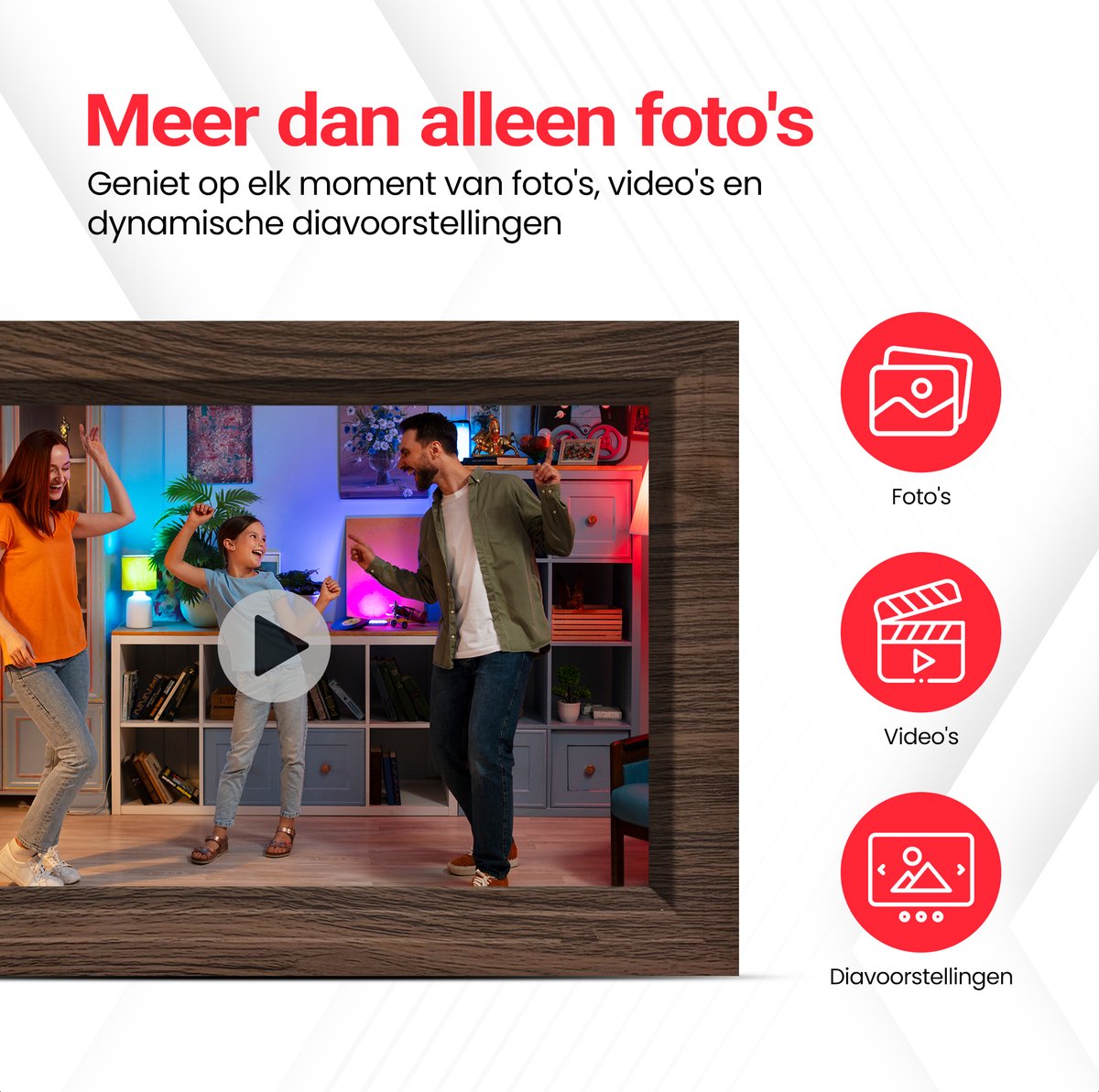 Digitale Fotolijst 10.1" HD Wifi - Houten Frame Walnoot thumbnail 3