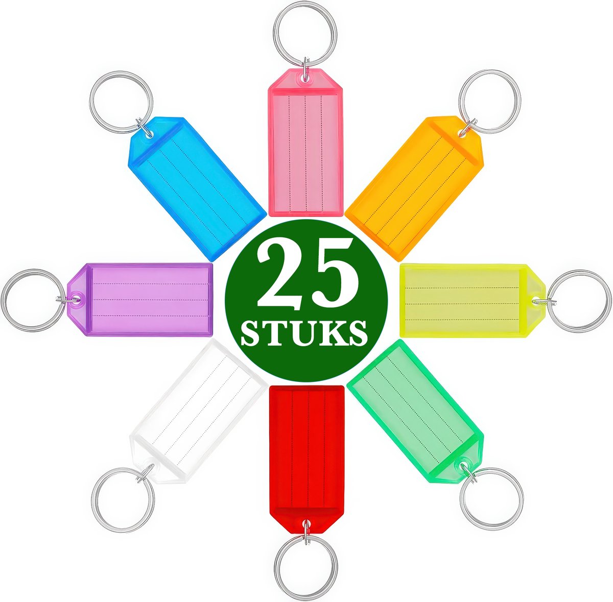 25 Stuks Openklapbaar Sleutellabels met 30mm Sleutelringen & Naamkaartjes - 6 Kleuren Sleutelhangers Tags voor Volwassenen - Sleutelring - Sleutels Onderscheider - Labels met Ring - Keychain Sleutelhouder Sleutelrekje - Bagagelabel - Key Sleutelclip