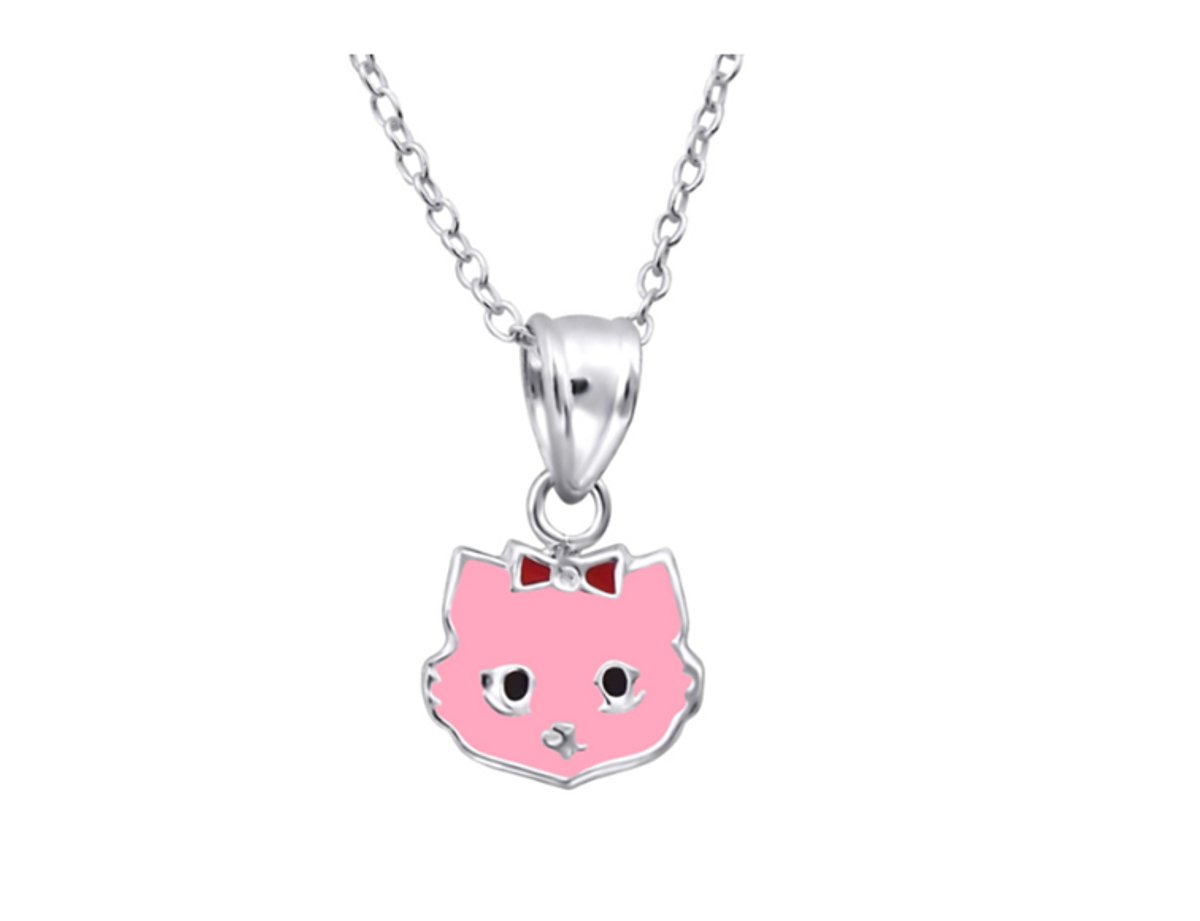 Ketting - Poes -Echt Zilver - Cadeau - Verjaardag - Communie