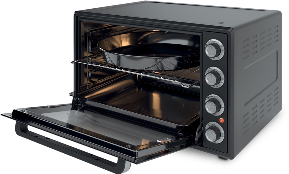 Nocta hetelucht oven 70 liter elektrisch vrijstaand zwart 2000 watt met ontdooi functie timer binnenverlichting accessoires dubbel glas CE gecertificeerd – foto 6