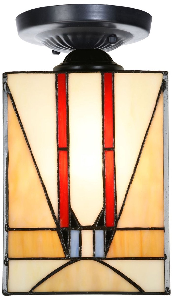 Tiffany plafonnière zwart met Tuschinski Triangle - Art Deco Trade