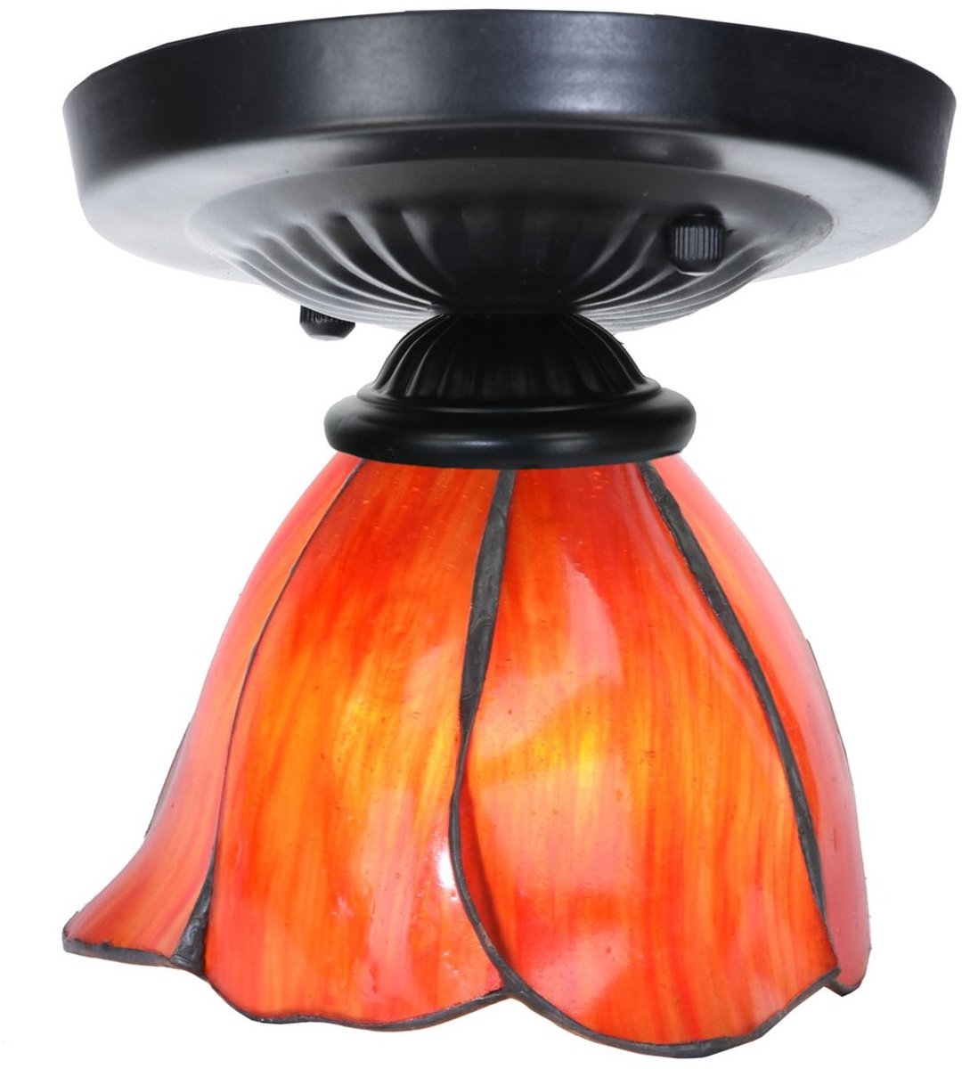 Tiffany plafonnière zwart met Tender Poppy - Art Deco Trade