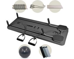 SOLVIK® Complete Pilates Set - 10-in-1 Pilates & Core Trainer - Inklapbaar Balansbord met Bal, Weerstandsbanden, Mat en Timer - Multifunctioneel Fitnessapparaat voor Thuis & Studio - Antislip & Duurzaam - Grijs