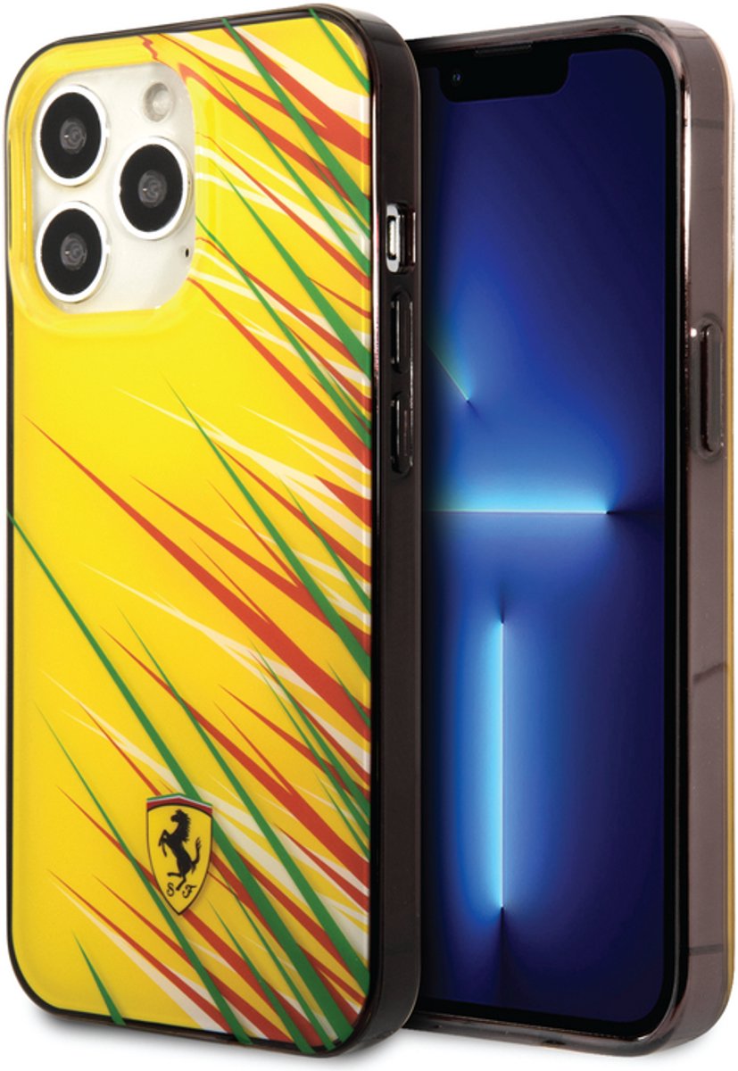 Ferrari iPhone 14 & 13 Backcover hoesje - Double Layer Grass Print - Geel