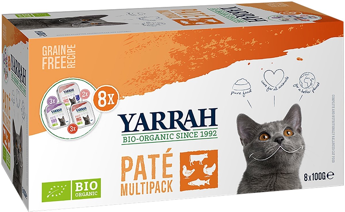 48x100g Paté Mix 3 Soorten Yarrah Bio Kattenvoer nat