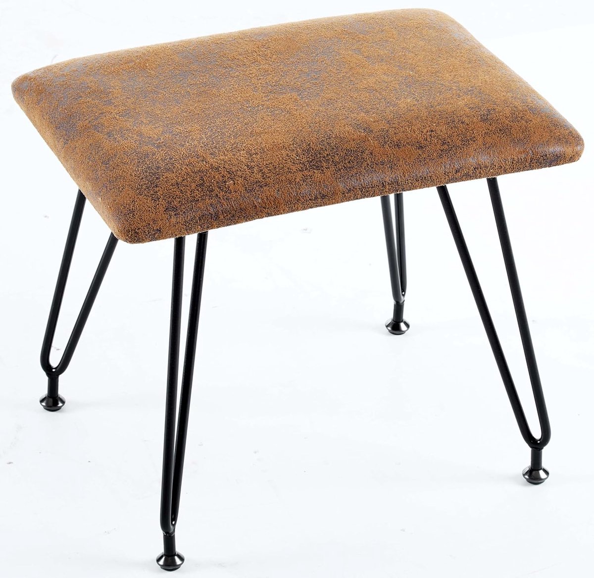 Voetenkruk met gevoerde zitting - Vintage bruin - 40 x 30 x 35 cm