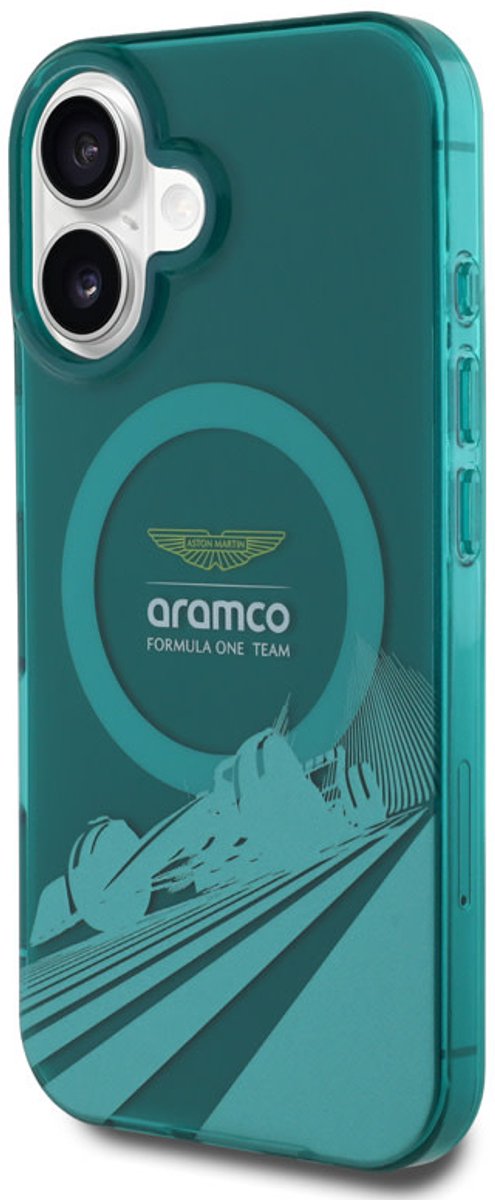 Aston Martin Back cover - iPhone 16 - Groen - Flexibele TPU - Magsafe - F1-Car Design