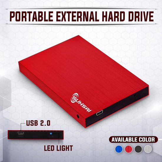 RFWR® Draagbare externe harde schijf 1TB - USB 2.0 - 2,5 inch HDD voor pc, laptop, Mac en Chromebook van Merkloos — afbeelding 2