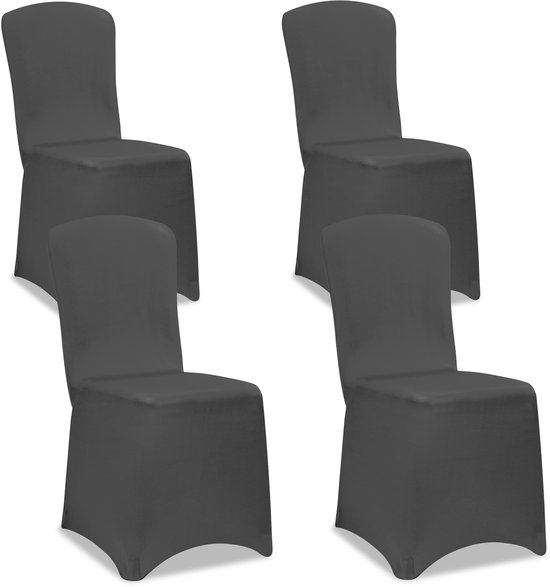 Stoelhoes Set van 4 - Stretch Kreukvrij - Antraciet