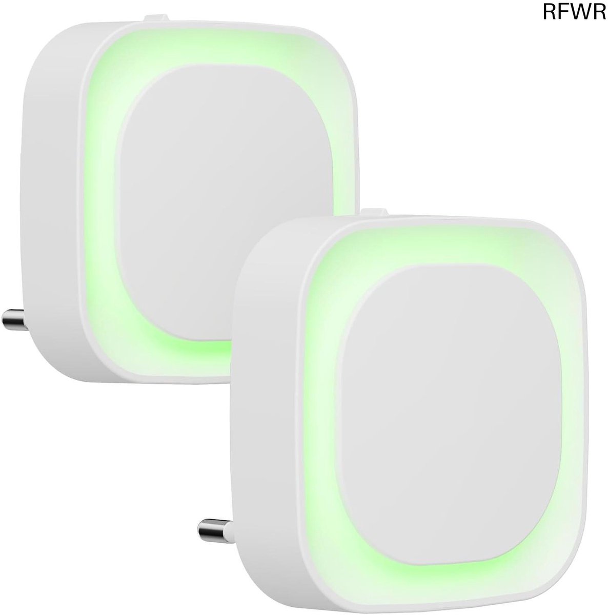 RFWR® Nachtlampje met schemeringssensor - 2 stuks, Automatisch AAN/UIT, 3-niveau helderheid, Ideaal voor slaapkamer, kinderkamer, trapopgang, keuken, en badkamer
