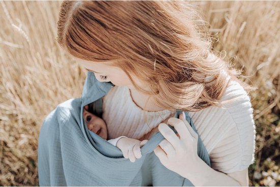Joya Kids® Verstelbare Borstvoedingsdoek - Voedingsdoek - Uitwasbaar - Borstvoeding - Doek - Babydoek - Mousseline - Ademend - Blauw van Joy — afbeelding 2