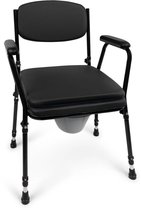Parvum Stabil Toiletstoel - Met comfortabele zitting & emmer met deksel - In hoogte verstelbare postoel - WC stoel - Commode stoel - Zwart