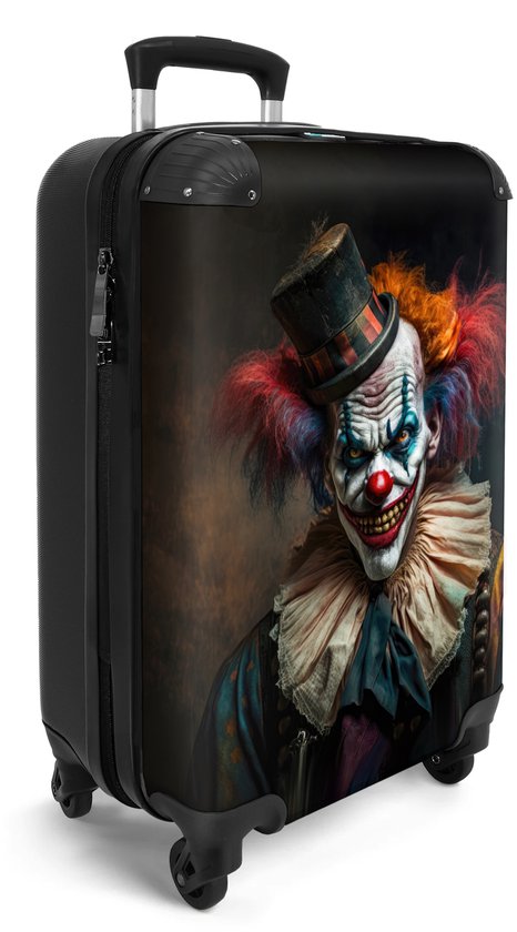 NoBoringSuitcases.com® Trolley - Valises de voyage - Clown - Chapeau - Col - Portrait - Horreur - Trolley sur roulettes - Convient en 55x40x20 cm et 55x35x25 cm - Valise - Valise cabine