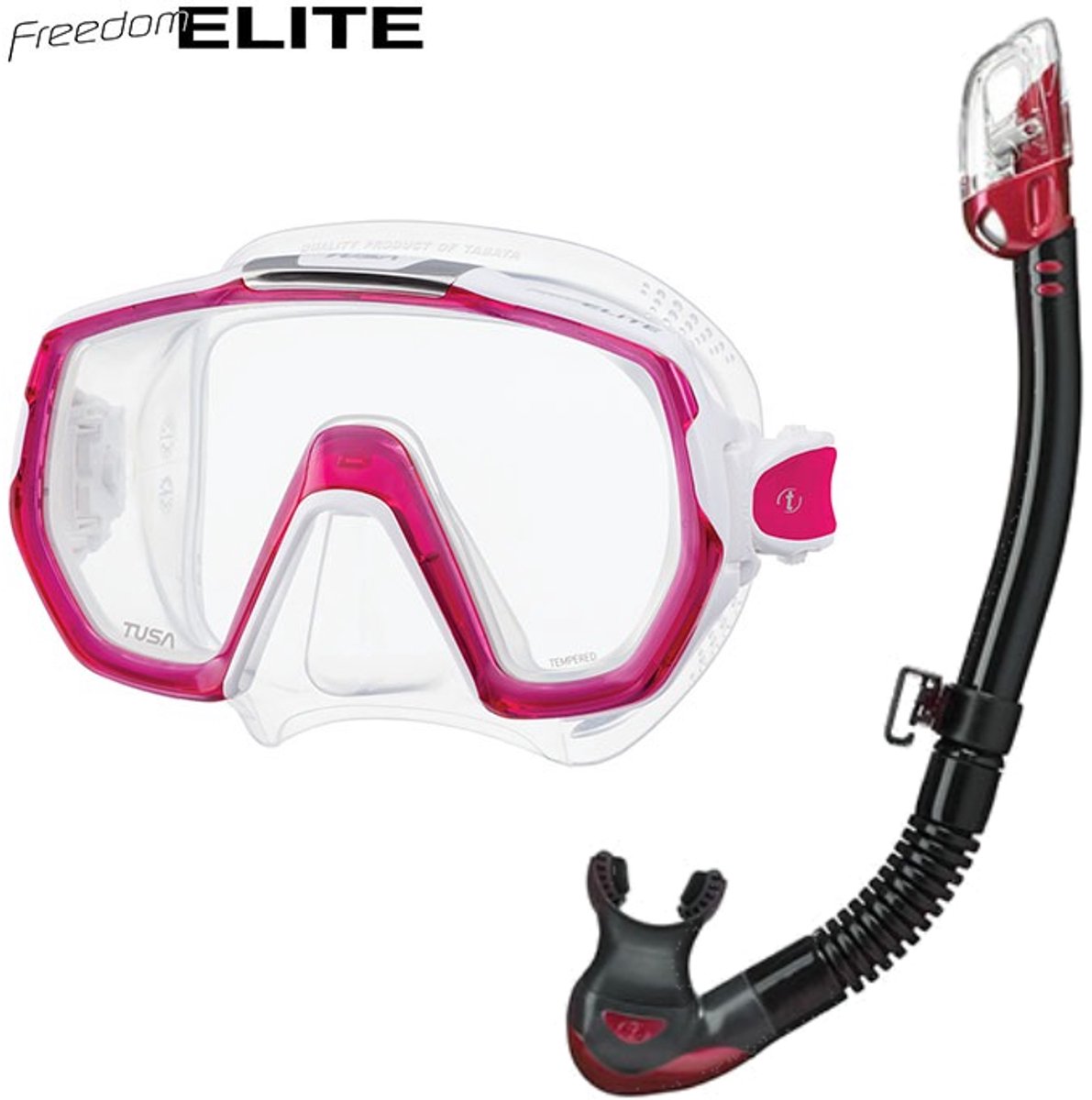TUSA Freedom Elite Duikmasker (Helder Siliconen) + TUSA Hyperdry Elite II Snorkel – Hoogwaardige Snorkelset