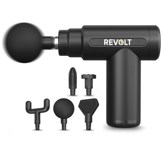 Revolt Mini Massage Gun Inclusief 4 Opzetstukken Zwart