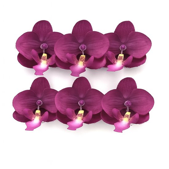 Kleine Bloemen Clicks diameter 5 cm orchidee paars - Valentijn - cadeautje - haarclip - haarschuifje - gala en bruiloft - haarmode - bloemetjes - moederdag - verjaardag - huwelijk - haarspeld - kinderen