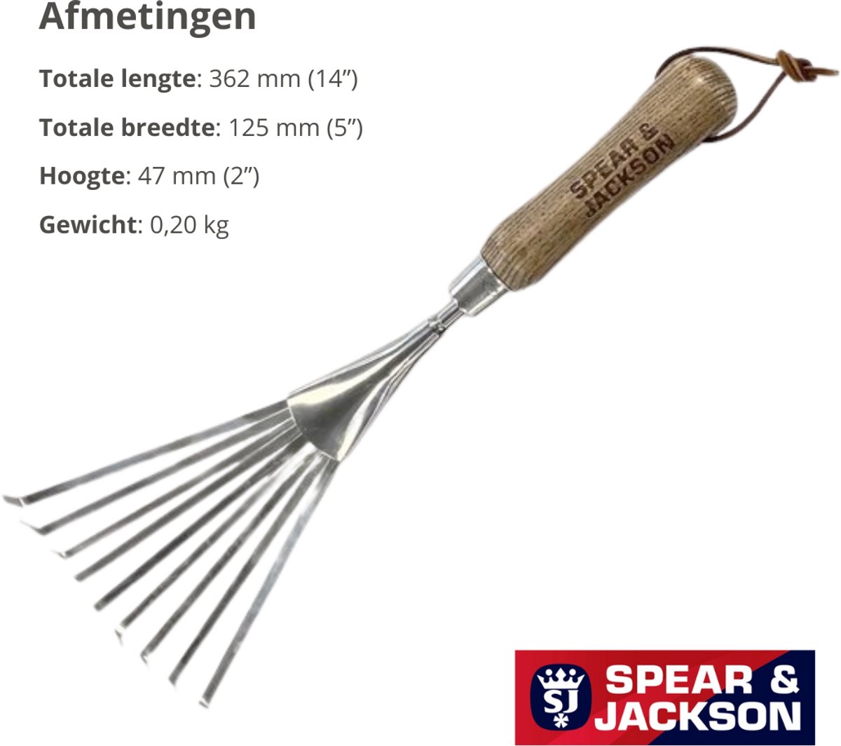 Spear & Jackson Mini-râteau à main traditionnel - Acier inoxydable