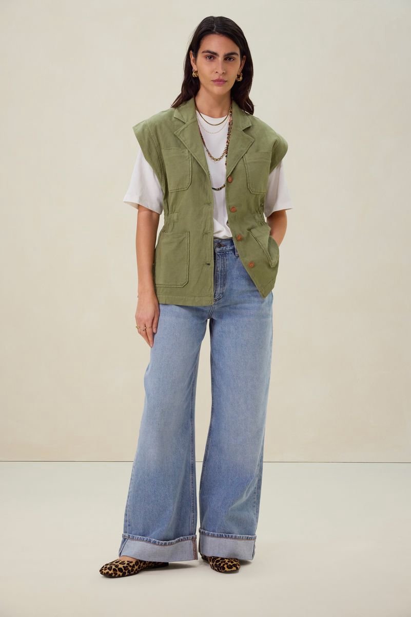 Sissy-Boy - Groen gilet met opgestikte zakken