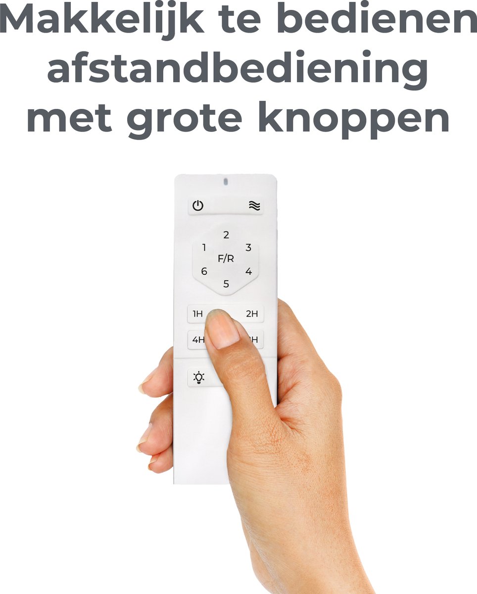 Goedewaere Plafondventilator 'Nordic Wood' - Groot - Met Afstandsbediening - Fluisterstil - Timer - Ideaal voor slaapkamer - Ventilator plafond thumbnail 3