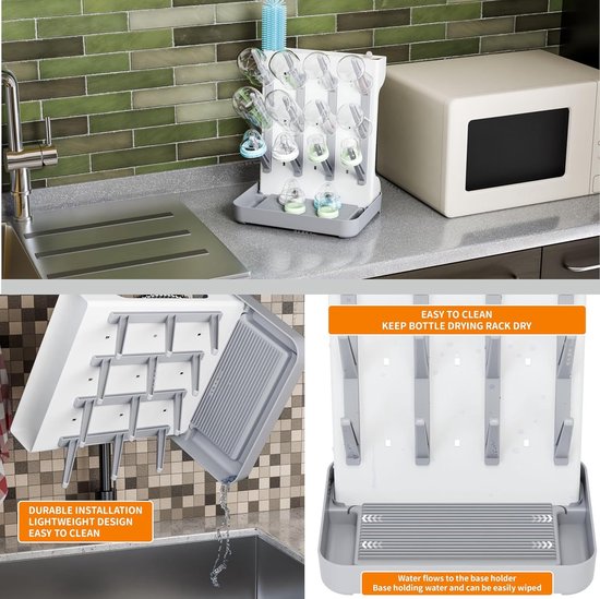 TammaT - Babyfles Droogrek - Flessendroger voor 12 Babyflessen - BPA-vrij - Compact & Hygiënisch van Merkloos — afbeelding 5