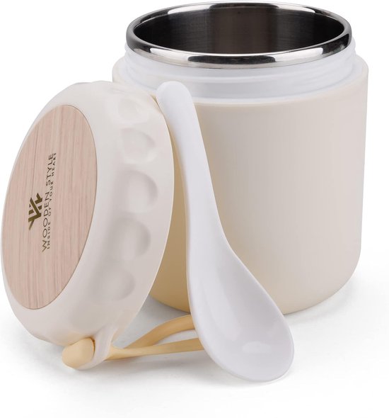Lunchbeker - Lunchmok - Geïsoleerde voedselcontainer - Roestvrijstalen thermoskan, 400