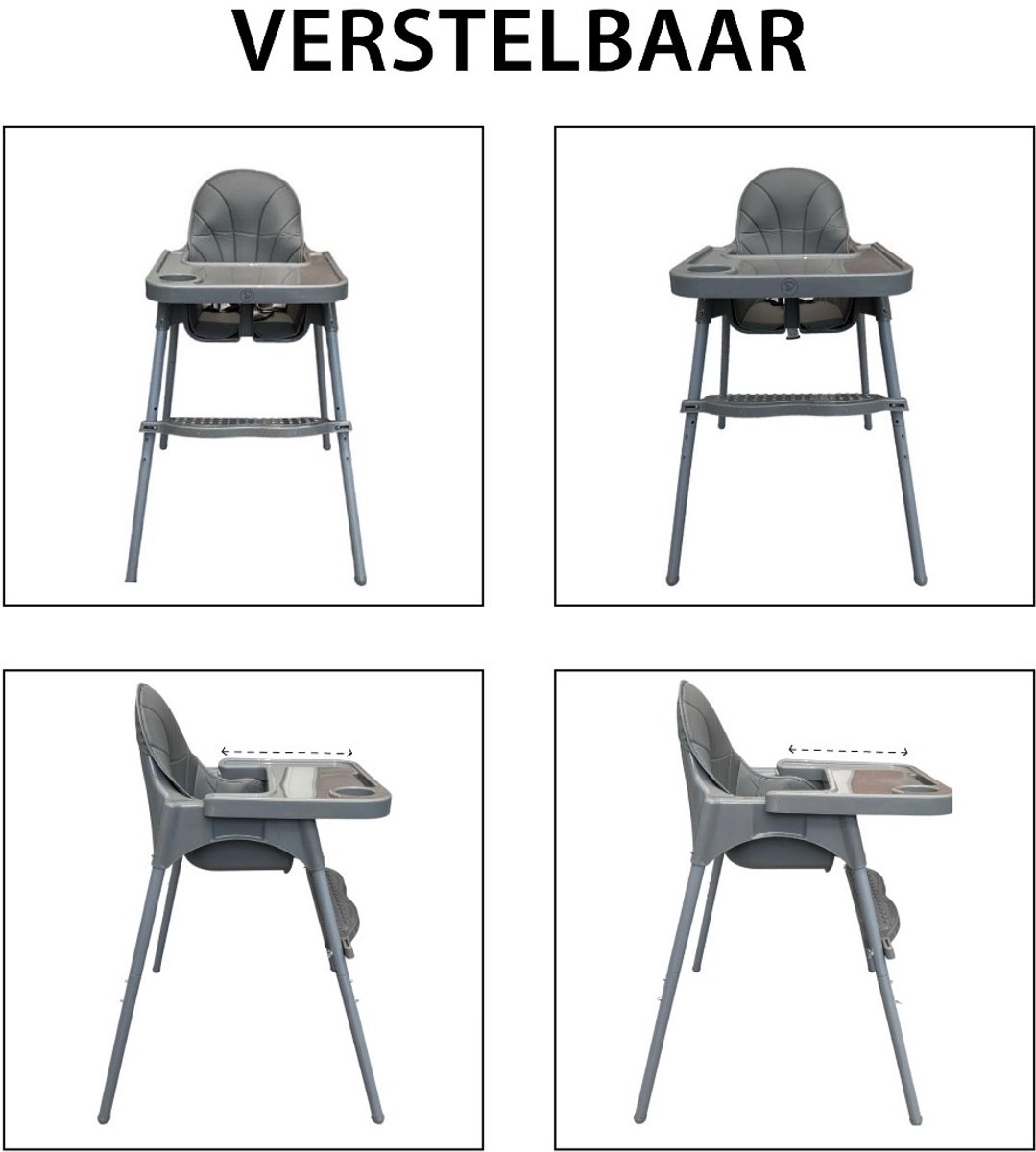 Liefjes & Co Kinderstoel - Eetstoel Baby – Inclusief Kussen – Verstelbare Baby Eetstoel – 2 in 1 & Peuterstoel – Grijs thumbnail 4