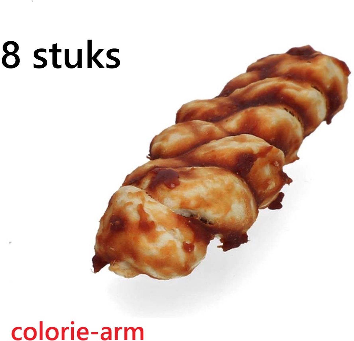 8 stuks collageenvlecht met zalm voor honden 12.5 cm - goed verteerbaar - tandverzorgend 36.5 gr/st =292 gr