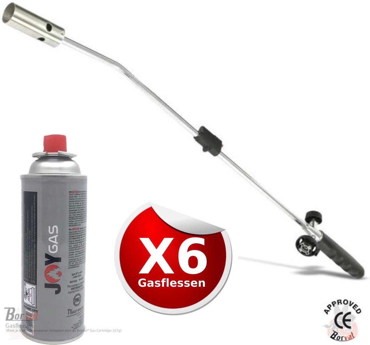 Borvat® - Onkruidbrander met Gasflessen - Regelbare gastoevoer - Inclusief 6 Gasflessen