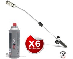 Borvat® - Onkruidbrander met Gasflessen - Regelbare gastoevoer - Inclusief 6 Gasflessen