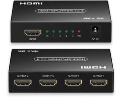 HDMI-splitter 1 in 4 uit, 1x4 HDMI-splitterondersteuning 4K@60Hz Full HD 1080P & 3D, compatibel met Xbox Playstation TV Lcd Computer Monitor Blu-Ray-speler
