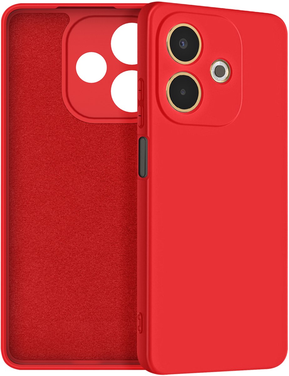 Avizar Hoesje Geschikt voor Oppo A5 Pro Bescherming Siliconen Soft-Touch, Rood