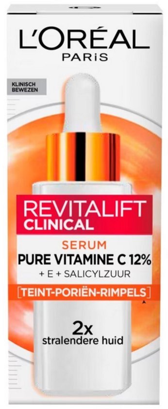L'Oréal Paris Revitalift Clinical Pure Vitamine C 12% Serum - Serum Vitamine C - Helpt bij een doffe & oneffen teint - Met Vitamine C + E & Salicylzuur- 30ml
