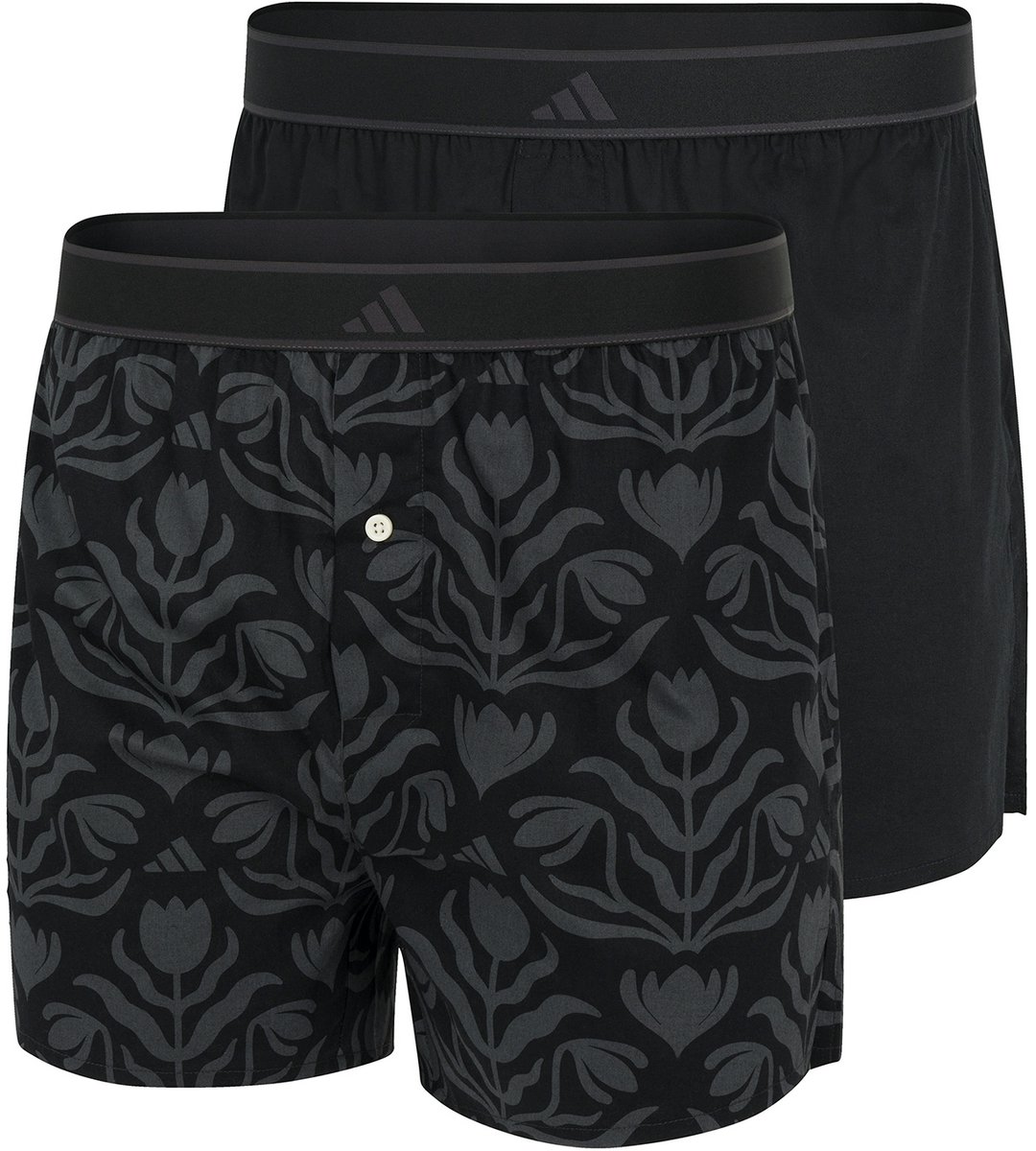 Adidas heren active 2P wijde boxershorts basic print Zwart
