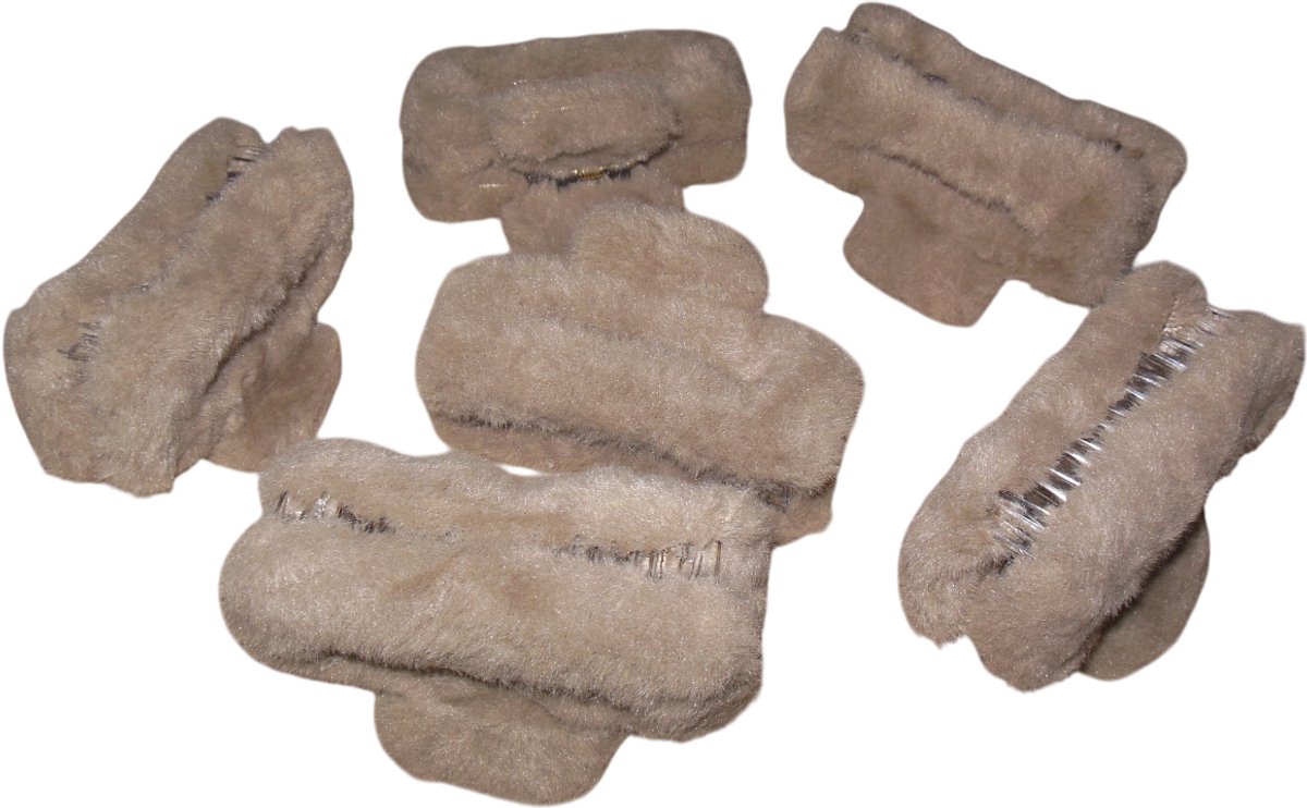 6 grote haarklemmen 10 cm rechthoekig fluffy lichtbruin