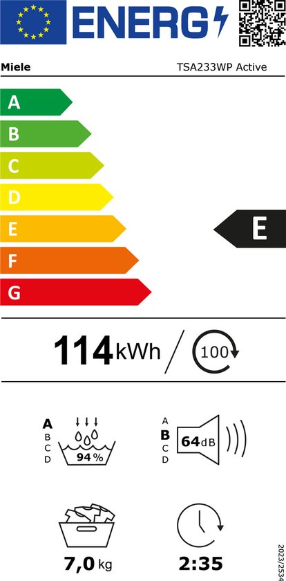 Miele TSA233WP Active - Warmtepompdroger - 7kg